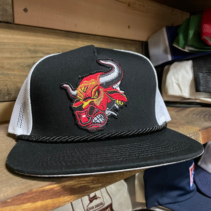 Custom Red Bull patch White Mash Black Crown Trucker Snapback Cap Hat