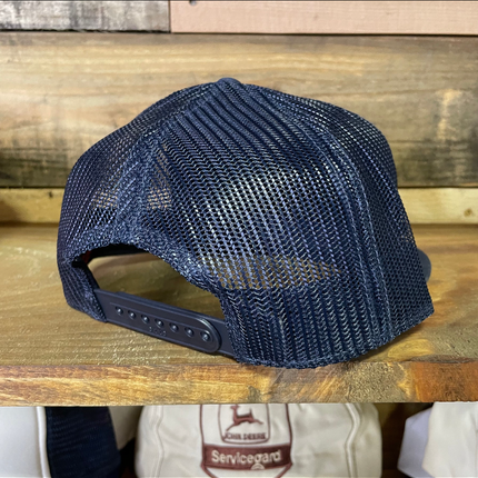 Custom Rodeo Houston 2000 Vintage Navy Seven Panel Mesh Snapback Hat Cap with Double Rope