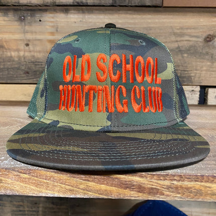 Old School Hunting Club Camo mesh Snapback hat cap custom embroidery
