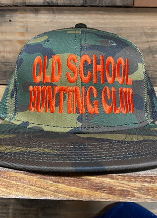 Old School Hunting Club Camo mesh Snapback hat cap custom embroidery