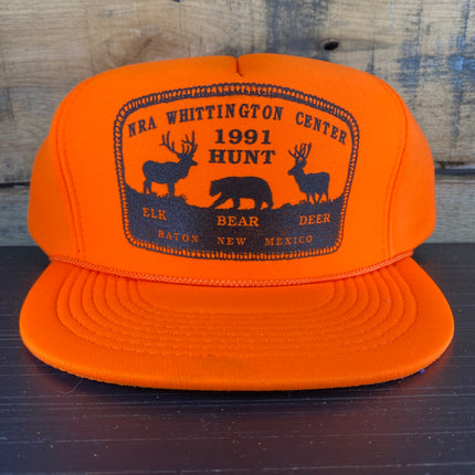 Vintage NRA Whittington center 1991 hunt elk bear deer orange Snapback hat