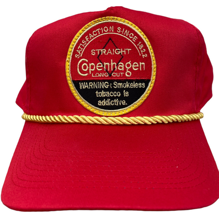 Custom Long Cut Tobacco patch Vintage Red Snapback Hat Cap with Rope