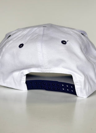 What if I put my Minecraft bed next to yours? White Crown Navy Brim SnapBack Funny Cap Hat Custom Embroidered Hutchbucketz Collab