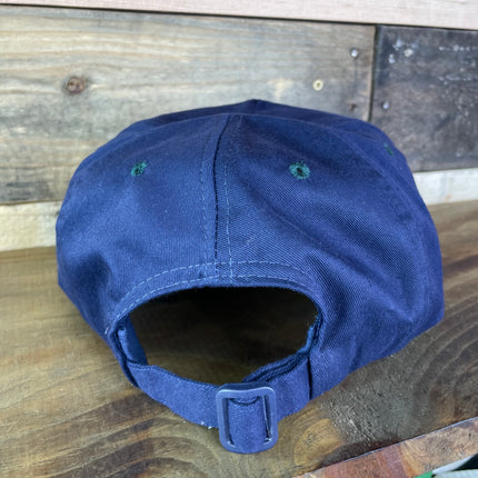 RETIRED Vintage Navy Green Brim Strapback Cap Hat Embroidered