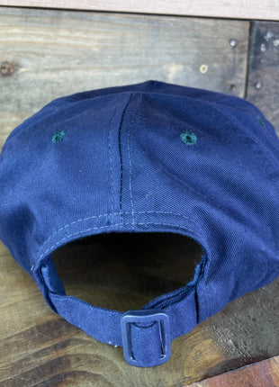 RETIRED Vintage Navy Green Brim Strapback Cap Hat Embroidered