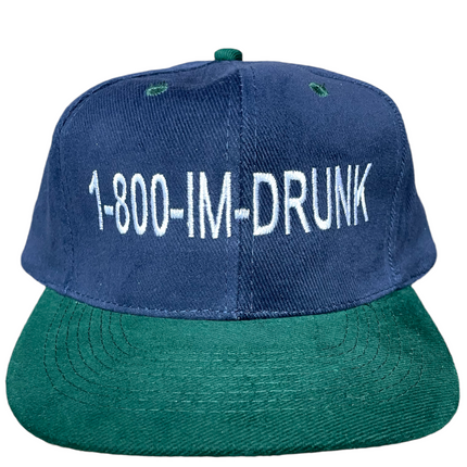 1-800-IM-DRUNK Vintage Strapback Blue Crown Cap Hat Funny Embroidered