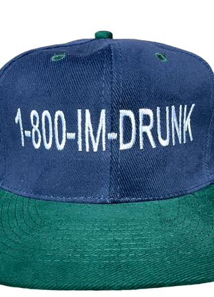 1-800-IM-DRUNK Vintage Strapback Blue Crown Cap Hat Funny Embroidered