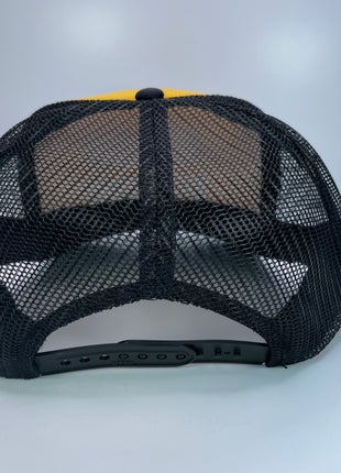 Old Fart Vintage Custom Embroidered Yellow crown black Brim Mesh Trucker SnapBack Hat Cap
