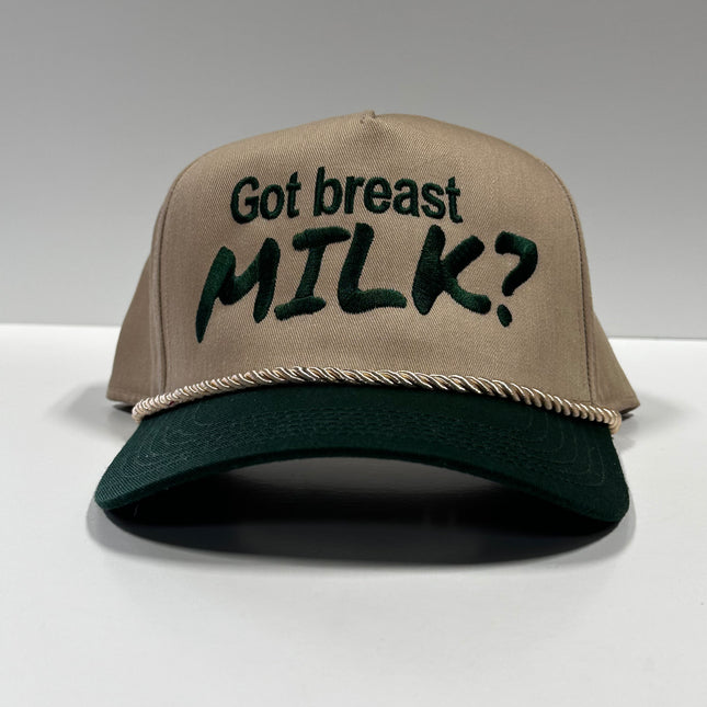 GOT BREAST MILK Funny Green Brim Rope SnapBack Cap Hat Custom Embroidered