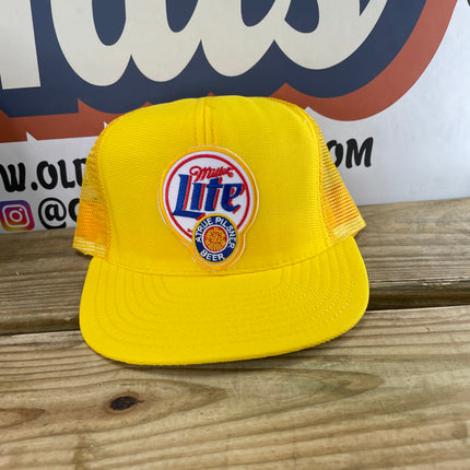 Custom Miller Lite Yellow Mesh Trucker Snapback Hat