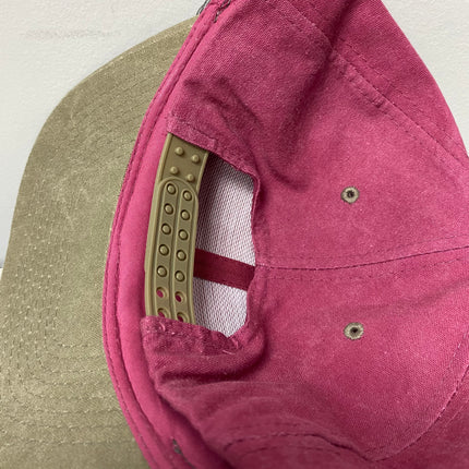 Custom Bull Skull patch Vintage Khaki Brim Pink Crown Snapback Hat Cap with Rope