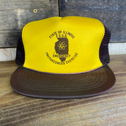 Vintage State of Illinois Emergency Preparedness Exercise Trucker Mesh Snapback Hat Cap