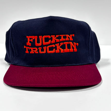 F’n Truckin Vintage Strapback Hat Cap Custom Embroidery