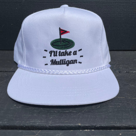 I’ll take a mulligan on a White SnapBack Hat Cap with Rope Custom Embroidery