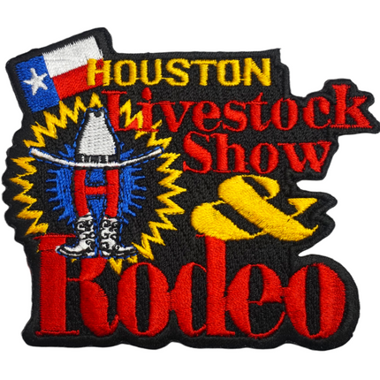 Vintage Houston Livestock Show & Rodeo Black Red and Yellow 3.5" x 3" Sew On Patch