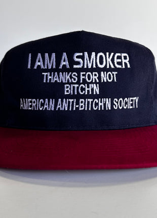 I AM A SMOKER THANKS FOR NOT BITCH’N Vintage Strapback Funny Hat Cap Custom Embroidered