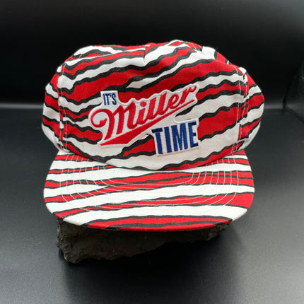 Custom it’s Miller time beer vintage red black zebra snapback hat Ready to ship