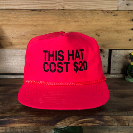 Custom “This Hat Cost $20” Velcro Vintage Custom Embroidered back neon
