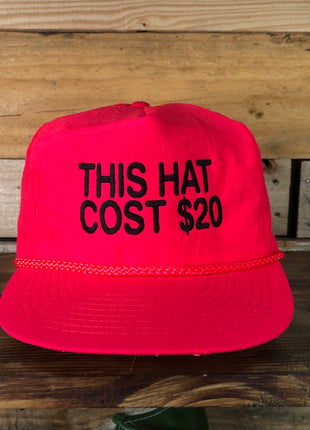 Custom “This Hat Cost $20” Velcro Vintage Custom Embroidered back neon