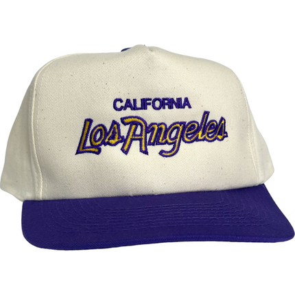 Los Angeles Script California Vintage Purple Brim Snapback Cap Hat Custom Embroidered