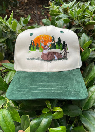 Deer Hunting Green Brim Snapback Cap Hat Custom Embroidered