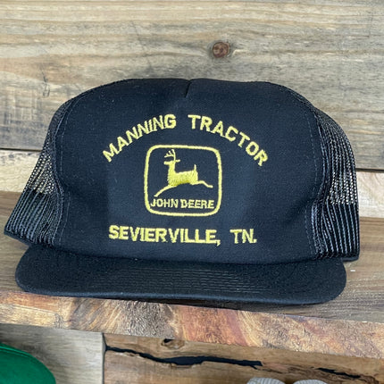 Vintage John Deere Manning Tractor Store Louisville manufacturing Co Mesh Black Trucker Snapback Cap Hat