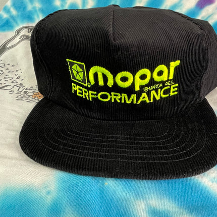 Vintage MOPAR Performance Black Corduroy Snapback Cap Hat