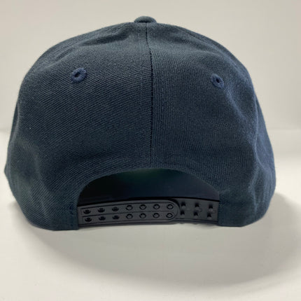 3 inches at 100 mph will do damage vintage Navy Blue SnapBack Hat Cap Custom Embroidery