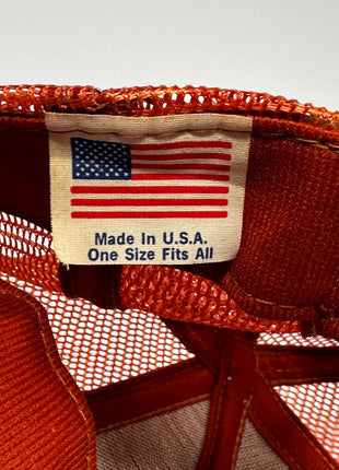 Burnt Orange Pack Of Reds 90s Vintage Mesh Tall Crown Trucker SnapBack Cap Hat Made In USA Pack of Cigarettes Funny Meme Custom Embroidered