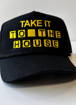 TAKE IT TO THE HOUSE Vintage Black Rope Mesh Trucker SnapBack Cap Hat Custom Embroidered