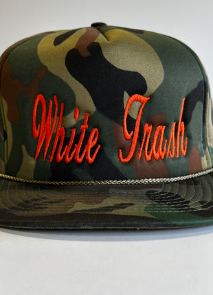 White Trash Made on a 1980s True Vintage All Foam Came SnapBack Trucker Funny Cap Hat Custom Embroidered Chris Chapman