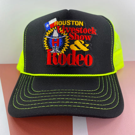 Custom Houston Livestock Rodeo patch Vintage Mesh Snapback Hat Cap