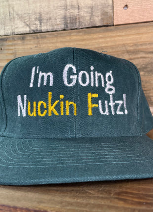 I’m Going NUCKIN Futz Vintage Custom Embroidered Dark Green Mid Crown Baseball Flat Brim Adjustable Strap Back Cap Hat