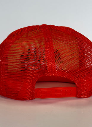 Old School Deer Deer Scene Orange Hunting Hat Vintage 90s Mesh Back Trucker SnapBack Custom Embroidered