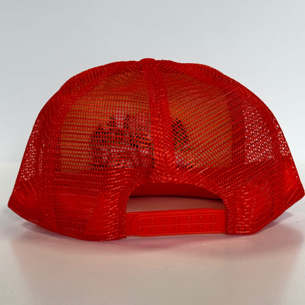 Old School Deer Deer Scene Orange Hunting Hat Vintage 90s Mesh Back Trucker SnapBack Custom Embroidered