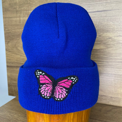 Custom Butterfly Blue Beanie Hat Cap