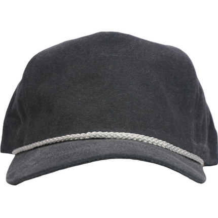 Retro Vintage Style Charcoal Gray Mid Crown Hat Cap with White Rope