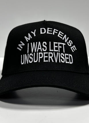 IN MY DEFENSE I WAS LEFT UNSUPERVISED FUNNY VINTAGE SnapBack Hat Custom Embroidered