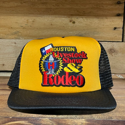 Custom Houston Livestock Show Rodeo Vintage Black Mesh Trucker Hat Cap