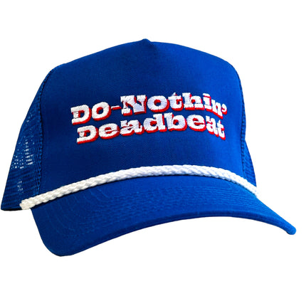 DO NOTHIN DEADBEAT Mesh Blue Trucker Snapback Cap Hat JOSHUA QUIMBY Band Merch Custom Embroidered