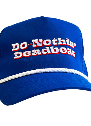 DO NOTHIN DEADBEAT Mesh Blue Trucker Snapback Cap Hat JOSHUA QUIMBY Band Merch Custom Embroidered