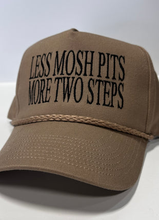 Less Mosh Pitts More Two Steps Tan SnapBack Hat Cap with rope Custom Embroidery