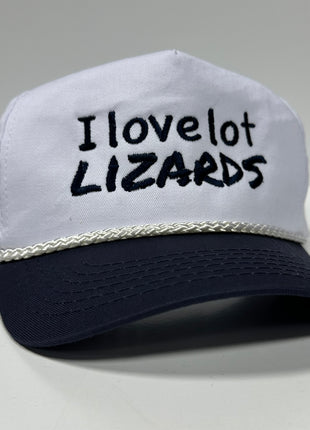 I LOVE LOT LIZARDS Vintage Rope Navy Brim SnapBack Cap Hat Custom Embroidered