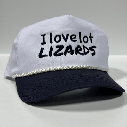 I LOVE LOT LIZARDS Vintage Rope Navy Brim SnapBack Cap Hat Custom Embroidered