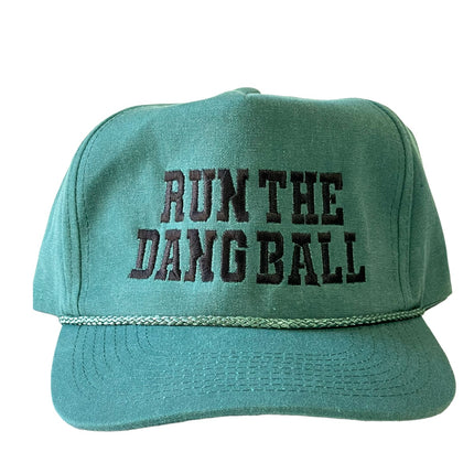 RUN THE DANG BALL Black and Green Rope Snapback Cap Hat Custom Embroidered