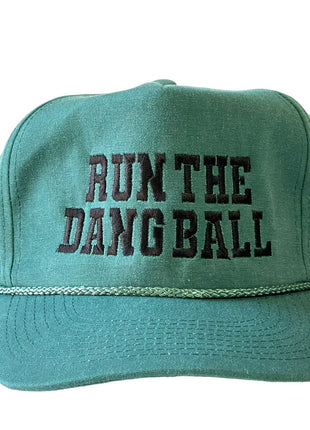 RUN THE DANG BALL Black and Green Rope Snapback Cap Hat Custom Embroidered