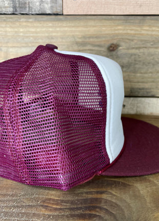 Custom Your Moms Favorite Ride Vintage Custom Embroidered Maroon Mesh Trucker Snapback Cap Hat