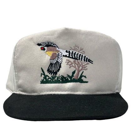 Pheasants Bird Hunting Tan Black Brim Strapback Cap Hat Custom Embroidered