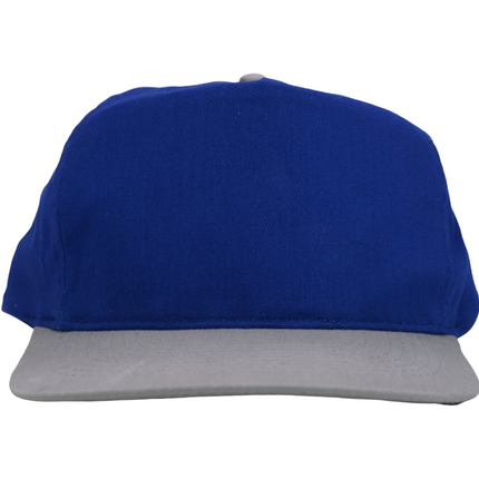 Vintage Blue Mid Crown Gray Brim 5 Panel Strapback Hat Cap