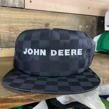 Vintage John Deere Black Checkered board Snapback Cap Hat Never Been Worn K Brand Products Made in USA